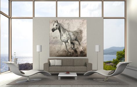 3C--Running-horse-Painting-on-Carrara-white-marble