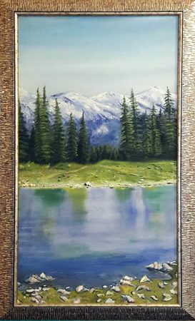 Forest-2--90-h-x-50-w-x-3-cms-Oil-painting-with-frame-1900-dhs